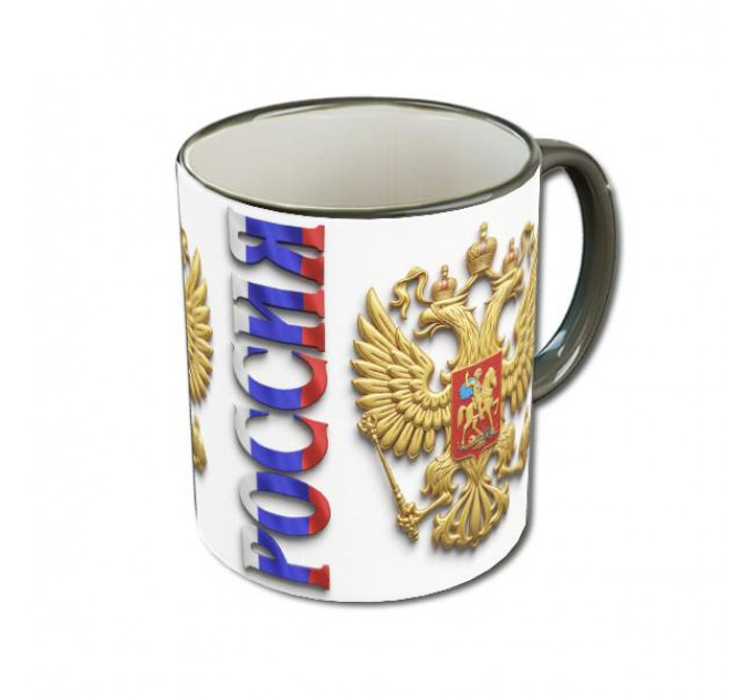 Кружка «Герб России» с двуглавым орлом и надписью «Россия» – патриотичный подарок для тех, кто любит свою страну