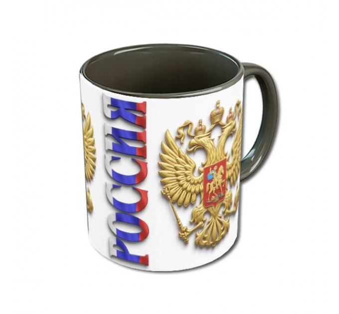 Кружка «Герб России» с двуглавым орлом и надписью «Россия» – патриотичный подарок для тех, кто любит свою страну