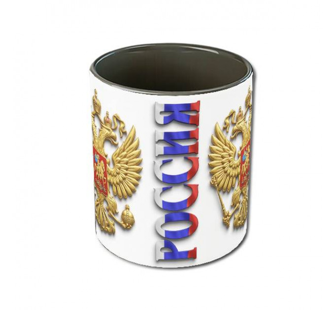 Кружка «Герб России» с двуглавым орлом и надписью «Россия» – патриотичный подарок для тех, кто любит свою страну