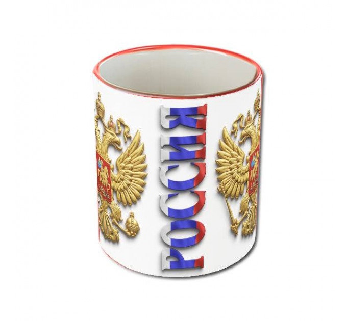 Кружка «Герб России» с двуглавым орлом и надписью «Россия» – патриотичный подарок для тех, кто любит свою страну