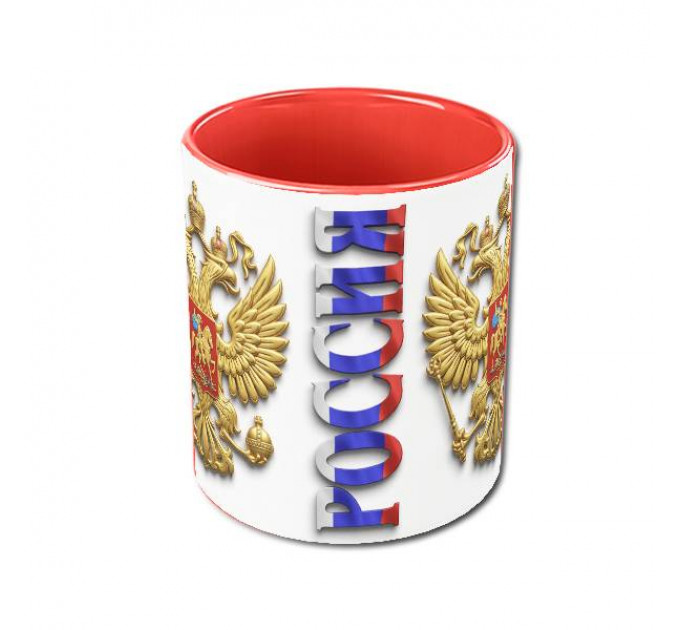 Кружка «Герб России» с двуглавым орлом и надписью «Россия» – патриотичный подарок для тех, кто любит свою страну