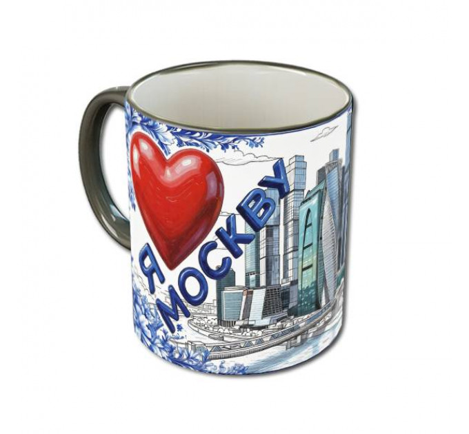 Кружка «Московская» с панорамой Москва-Сити в бело-синей гамме – стильный сувенир для ценителей столицы